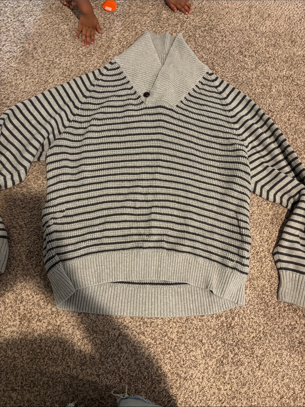 Nautica Striped Shawl Collar Sweater 3XL - Gray/Black